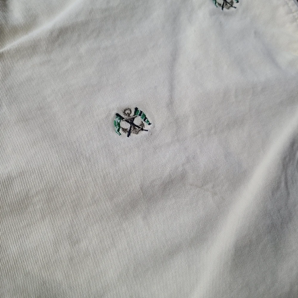J.Crew Broken In Regular Fit Men's Cream Embroidered Anchors Shorts Sz.35